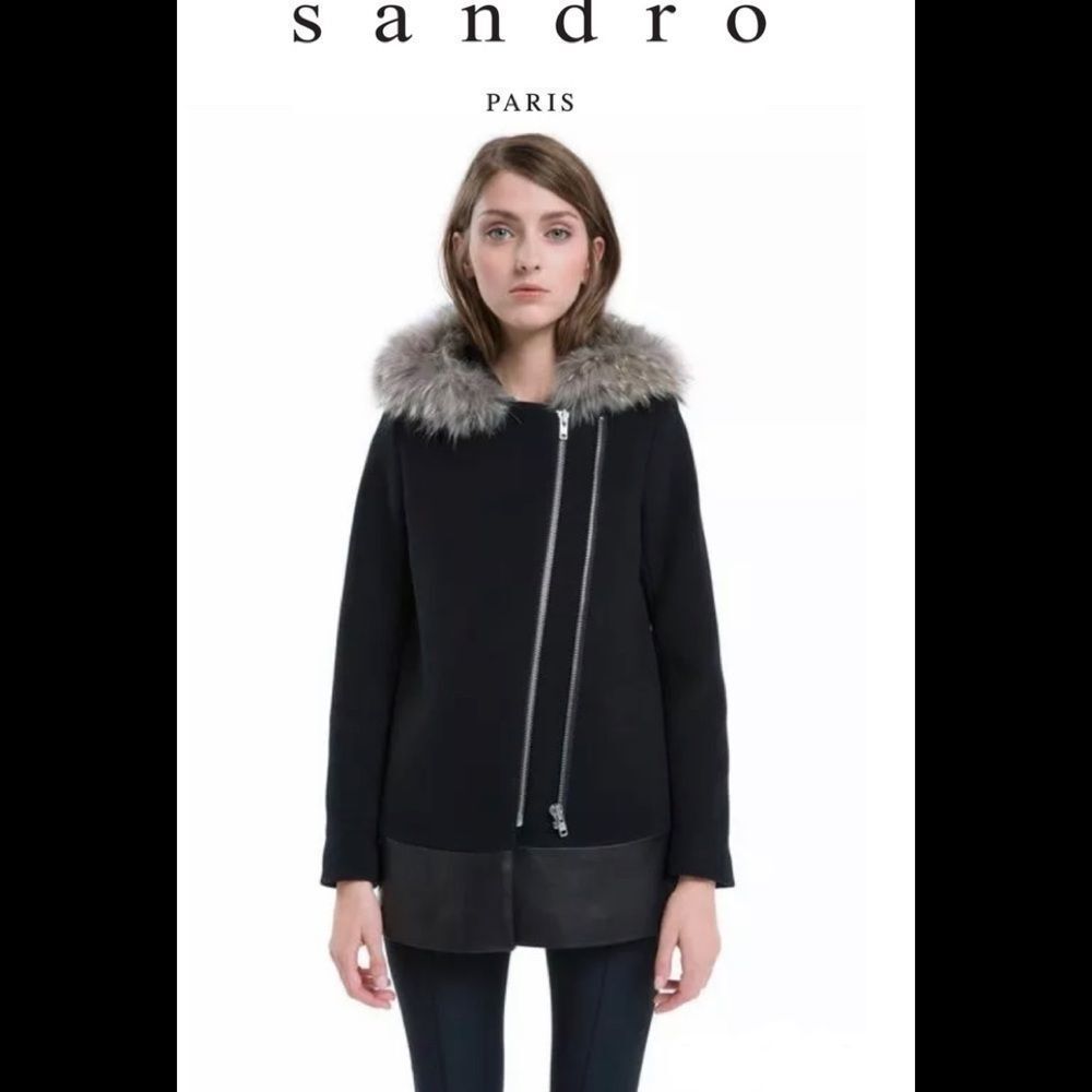 Black Coat with Fur-Trim Hood